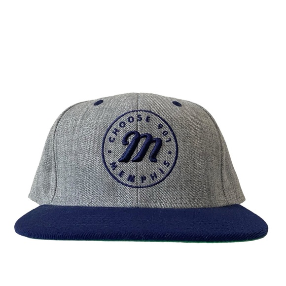 Original Chuck Memphis Choose 901 Flat Bill Snap Back Hat Embroidered Gray - Picture 2 of 11